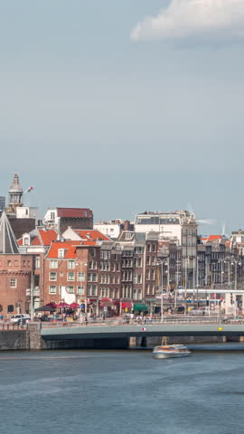 Aerial cityscape with the Basilica of Saint Nicholas in Amsterdam