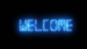A vibrant neon welcome sign animation against a black backdrop, perfect for intros or greetings. - Powered by Shutterstock - Get 15% off with code: PIKWIZARD15