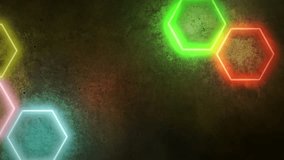 vivid neoncolored polygons arranged on distressed wall creating modern visual aesthetics - Powered by Shutterstock - Get 15% off with code: PIKWIZARD15