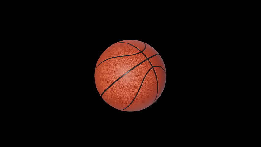 Basketball ball going through hoop net on a basketball arena. Close up slow motion 3d video animation