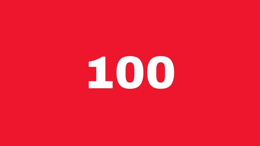 Countdown 100 to 0 Animation, Timer Icon, Count the Number, Counts Digits, Modern Countdown Time, Red Screen Background and Unique Countdown, Simple Style Video