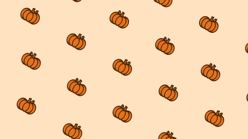 A playful pattern of repeated pumpkins forms a lively seasonal background highlighting autumn energy, festive decoration, and warm illustrated charm in a simple repeating layout.