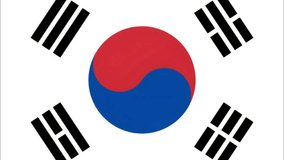 Beautiful 3D animation of the South Korea flag (Taegukgi). Seamless loop of the blue and red Yin-Yang and black trigrams, ideal for business and K-Pop content - Powered by Shutterstock - Get 15% off with code: PIKWIZARD15