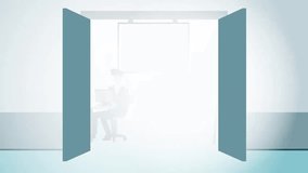 Business team meeting discussing project strategy, data analysis and planning, corporate collaboration and professional communication in 2D animation - Powered by Shutterstock - Get 15% off with code: PIKWIZARD15