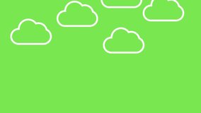 Minimalist vector illustration with white outline rain clouds, raindrops, and stars on a vibrant green background. Perfect for weather apps, forecasts, and nature designs. - Powered by Shutterstock - Get 15% off with code: PIKWIZARD15