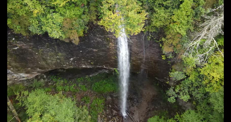 Aerial View of Mountain Waterfall – Douglas Falls North Carolina