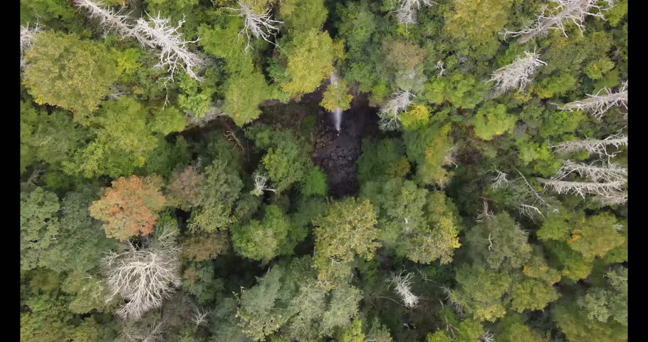 Aerial View of Mountain Waterfall – Douglas Falls North Carolina
