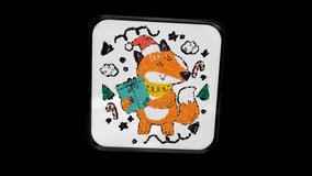 Animated Floating Sticker - Christmas Fox with Gift, Transparent Alpha Channel, Exclusive - Powered by Shutterstock - Get 15% off with code: PIKWIZARD15