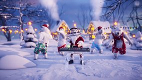 Christmas 3D Animation: Funny Santa Claus DJ and polar bears dance on a festive winter background. Video for greeting cards, festive events, and New Year's parties.

 - Powered by Shutterstock - Get 15% off with code: PIKWIZARD15