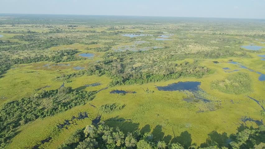 Flying over the Okavango Delta in Botswana