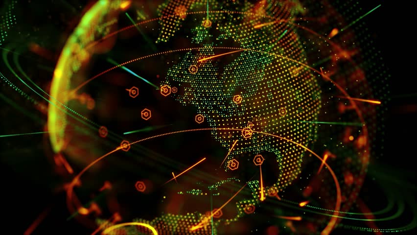 Global Connection Lines. Network Data Transfer Over Earth. Futuristic AI Technology, 5G, Satellite Communication, Internet Connectivity, Big Data, Digital World Background Animation. Crypto Exchange - Powered by Shutterstock - Get 15% off with code: PIKWIZARD15