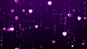Purple glowing glitter hearts particles falling in soft shimmering motion on dark background. Romantic festive motion design for Valentines Day, wedding or love theme. 4K animation. - Powered by Shutterstock - Get 15% off with code: PIKWIZARD15
