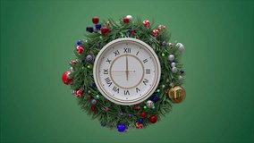 Christmas tinsel wreath garland waving on the wind green screen background. Celebration New Year. 3D animation. 3D Illustration - Powered by Shutterstock - Get 15% off with code: PIKWIZARD15