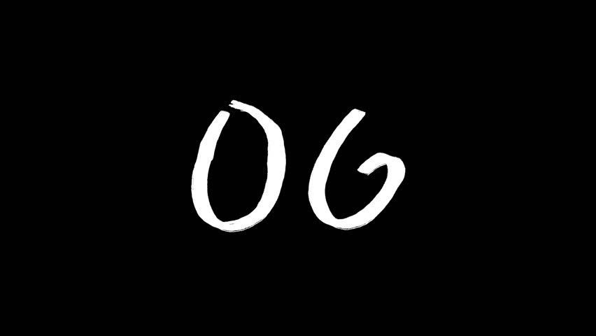 Animated Hand Drawn Text 'OG' or 'Original', White Scribble on Black Background. Doodle and Sketchy Style, Authentic, Brand, Identity, Retro, Vintage, Urban