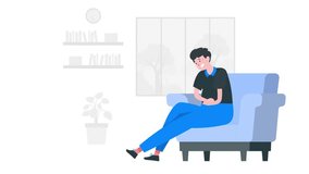 Woman relaxing on sofa using tablet – reading, online browsing, home comfort, digital lifestyle, leisure time 2D animation - Powered by Shutterstock - Get 15% off with code: PIKWIZARD15