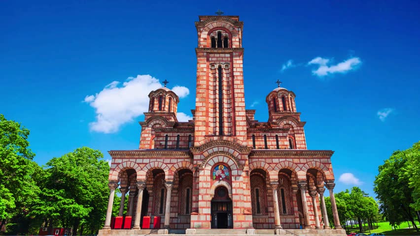 Saint Marko Church is a main orthodox Belgrade church8 September 2022, Belgrade, Serbia: Saint Mark Church in Belgrade illuminated by evening light. Architecture, spirituality, and peaceful atmosphere