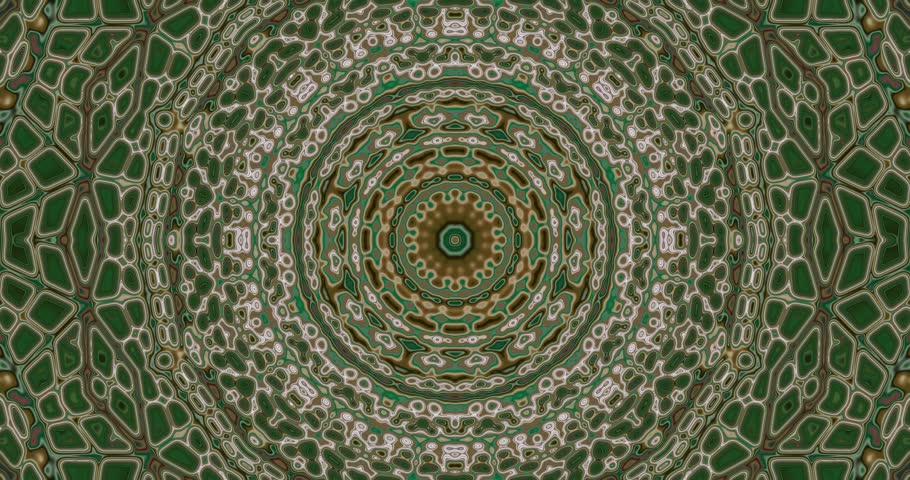 An abstract colorful neon kaleidoscope tunnel with looping motion and repeating geometric patterns