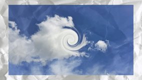 Animated blue sky background with swirling white clouds, magical stars, and textured paper frame effects. - Powered by Shutterstock - Get 15% off with code: PIKWIZARD15