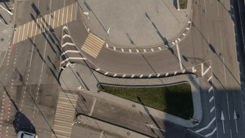 Overhead Aerial Shot Patterned Urban Intersection