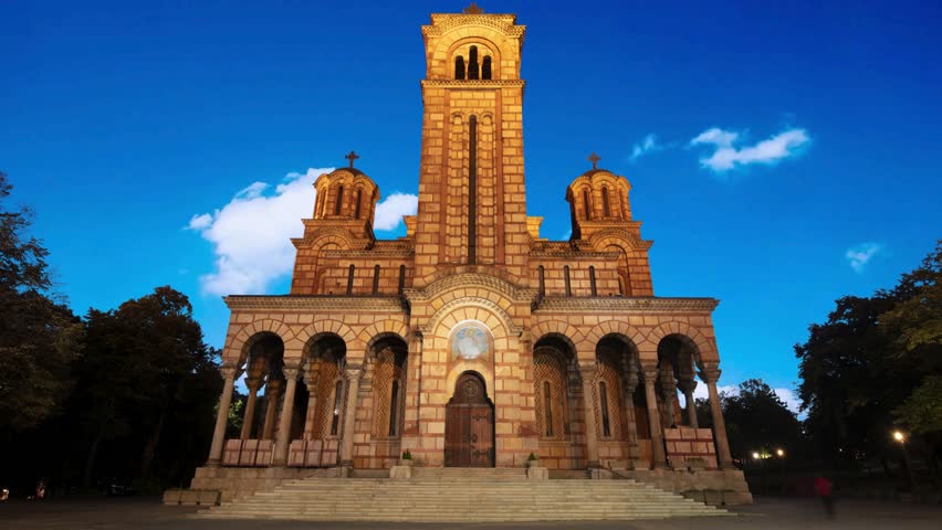 Church of St. Mark or Crkva Svetog Marka is a Serbian Orthodox church located in the Tasmajdan park in Belgrade, SerbiaWide view of the Church of Saint Mark, known as Crkva Svetog Marka, in Belgrade, 