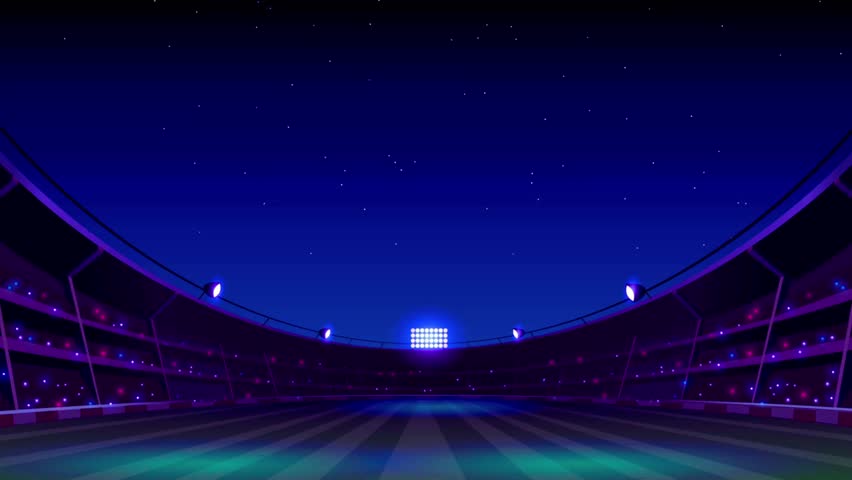 Dynamic cricket motion background with glowing stadium lights, flying ball, and energetic particles. Perfect for sports promos, match intros, scores, and highlights with cinematic style and smooth 