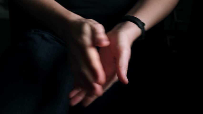 Quick clapping hands front view on black background. Applauding at the theatre or concert. Bravo. Congratulation gesture. Expression of emotions. Very good. Great show. A grateful viewer. 4K footage.