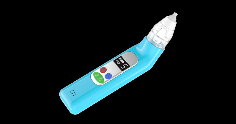 Electric baby nasal aspirator rotation animation seamlessly loopable. 3D rendering isolated on transparent background