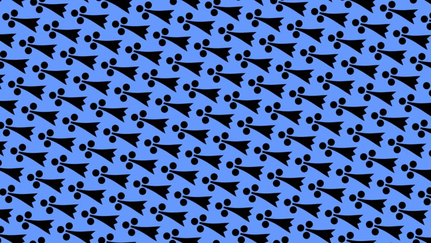 Seamless black mink pattern animation on a royal blue background. Modern heraldic texture.