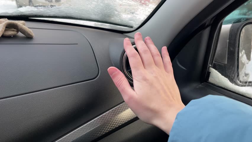 Warming Hands by Car Air Heater