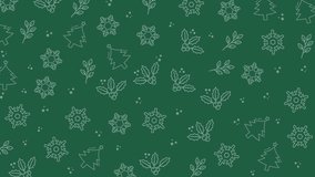 Christmas pattern seamless animation background featuring snowflakes, trees, holly on green, perfect for winter holiday designs, backgrounds, greeting cards, and festive decorations. - Powered by Shutterstock - Get 15% off with code: PIKWIZARD15