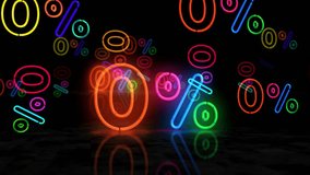 Zero percent sale discount neon glowing symbol. Light color bulbs. 0 promotion offer abstract concept 3d animation. - Powered by Shutterstock - Get 15% off with code: PIKWIZARD15