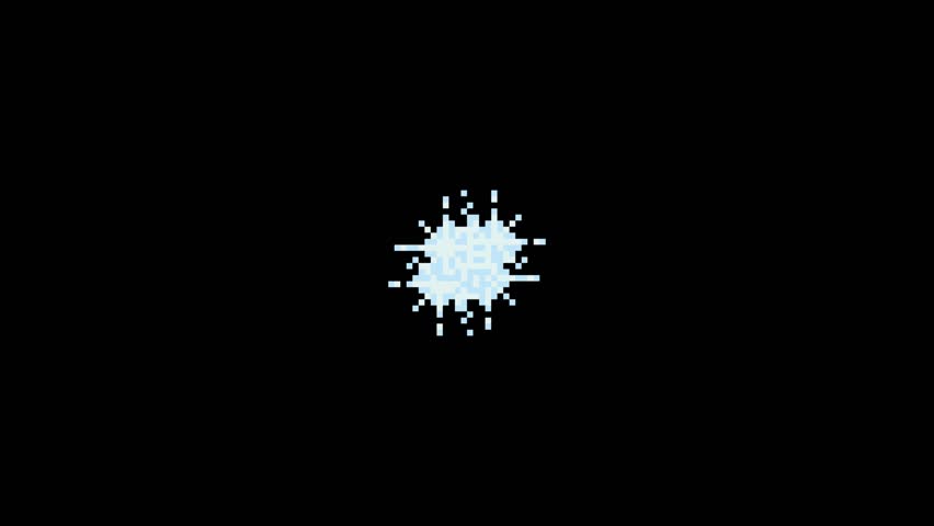 circle shape blue sparkle effect in pixel art style with black background