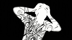 Abstract 2d animation of a person's silhouette with animated patterns symbolizing mental anguish - Powered by Shutterstock - Get 15% off with code: PIKWIZARD15