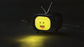Cute Retro Mini TV with Laughing Emoji Face. 3D render seamless loop animation - Powered by Shutterstock - Get 15% off with code: PIKWIZARD15