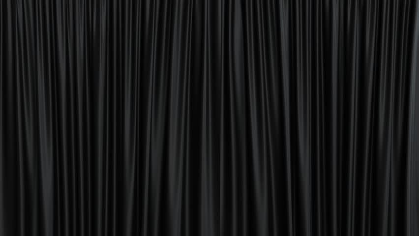 Black stage curtains opening and closing on a green screen