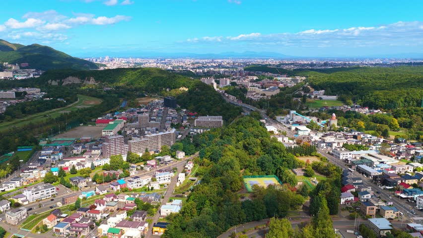 Sapporo City Japan, Peaceful Residential Neighborhoods, Aerial View