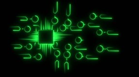 Green Neon Microchip and Circuitry on Black Background processor - Powered by Shutterstock - Get 15% off with code: PIKWIZARD15