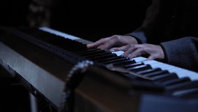 A woman fingers with a neat manicure play calm music on an electric piano - Powered by Shutterstock - Get 15% off with code: PIKWIZARD15