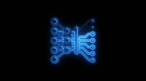 Blue Neon Circuit Board Icon on Black Background technology digital - Powered by Shutterstock - Get 15% off with code: PIKWIZARD15