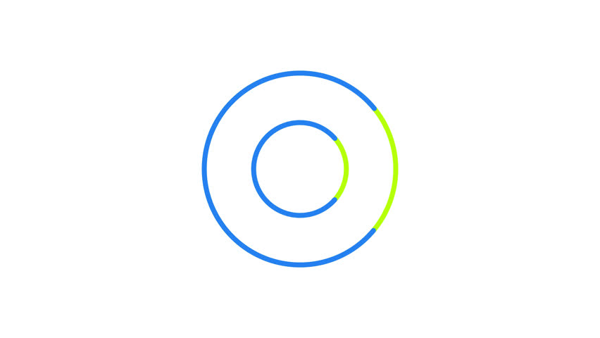Dual rotating concentric circles loading icon animation. Spinning in in opposite directions. Animated loader isolated on white transparent. Web design component 4K video. Buffer, spinner, preloader