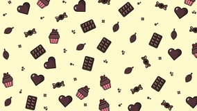 Chocolate pattern seamless animation background featuring hearts cupcakes candy and cocoa beans. Perfect for valentines day cards, social media posts, and food blogs. - Powered by Shutterstock - Get 15% off with code: PIKWIZARD15