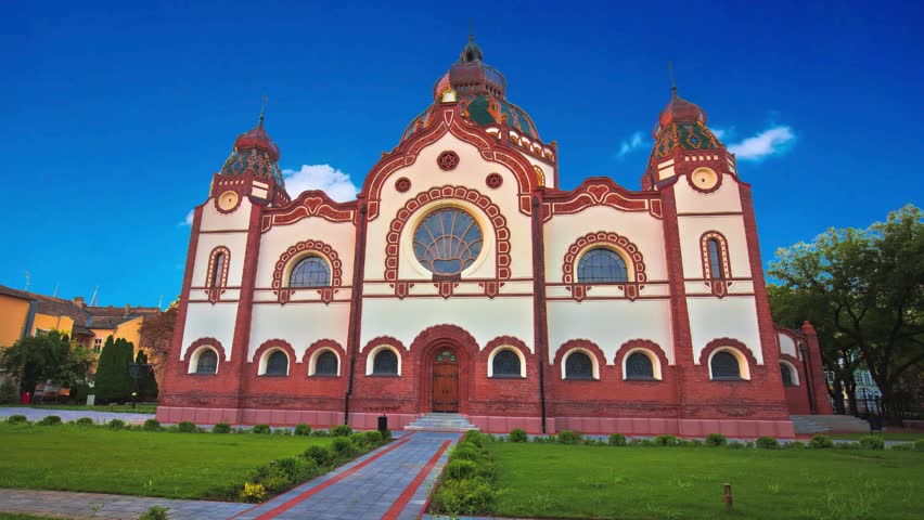 Subotica  Serbia Landmark in the city of Subotica Subotica synagogue during a summer day in SerbiaSubotica, Serbia: historic synagogue in Subotica, Serbia, its towering entrance welcoming visitors of 