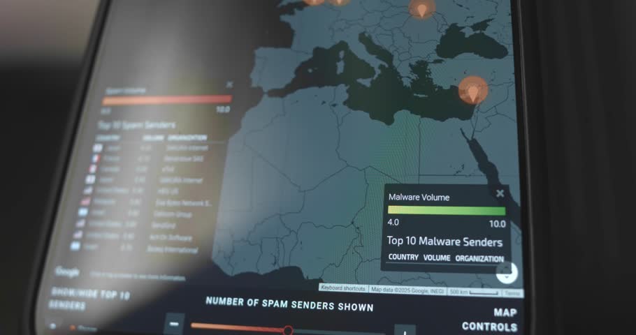 Top 10 malware senders live data