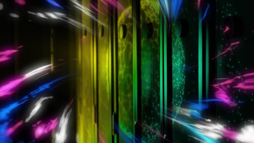 Edge streaks starting motion, brush strokes sweeping past center slat panels, highlighting planet. Abstract, cosmic, neon, movement, flow, bars, orb - Powered by Shutterstock - Get 15% off with code: PIKWIZARD15