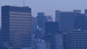 Skyline grid fading in starting guides % labels graph drawing rings pulsing fading showing data. Cityscape, skyscrapers, urban, twilight, turquoise, dashboards, analytics - Powered by Shutterstock - Get 15% off with code: PIKWIZARD15