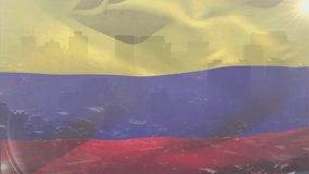 Semi-transparent tricolor flag rippling over skyline, breeze and glare revealing city silhouette. Translucent, flutter, urban, hazy, colorful, fabric, light - Powered by Shutterstock - Get 15% off with code: PIKWIZARD15