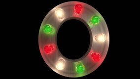 Festive glowing silver steel Christmas light bulb letter alphabet in five different seamless loop animation with transparent background O - Powered by Shutterstock - Get 15% off with code: PIKWIZARD15