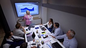 A diverse business team celebrates a successful presentation led by a female colleague. The modern office meeting room buzzes with enthusiasm as the team, engaged and happy with the results. - Powered by Shutterstock - Get 15% off with code: PIKWIZARD15