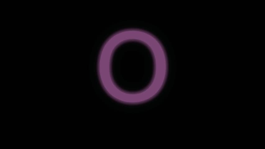 A large glowing neon purple letter O or ring shape fades and pulsates on a black background. Ideal for initials, countdowns, circular logos, titles, and high-energy graphics.