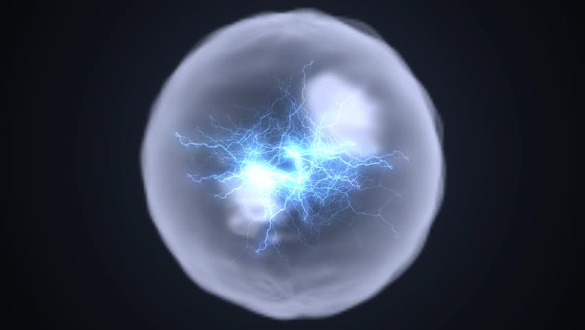 Crystal Ball with Lightning Sparks on Black Background